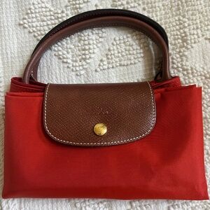 NEW Longchamp Le Pliage Deep Orange Short Handle Hot Summer Tote DON'T MISS OUT!